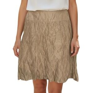 CHAIKEN Silk Blend Golden Tan Shimmer Crinkle Skirt Lined NWOT Size 4‎